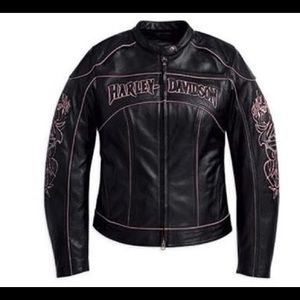 Harley davidson’s womens blossom leather jacket.